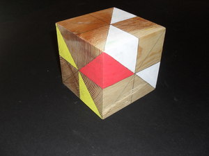 Image of Cube painted with coloured triangles DUNIH 2011.1.16