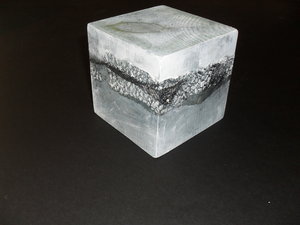 Image of Cube painted grey & white with paper and jute scrim (3) DUNIH 2011.1.19.3