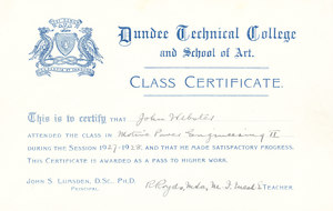 Image of Motive Power Engineering II Certificate, John Webster DUNIH 268.2.13