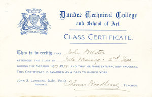 Image of Jute Weaving: 2nd Year Certificate, John Webster DUNIH 268.2.14