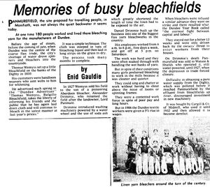 Image of 'Memories of busy bleachfields'  newspaper article DUNIH 353.1