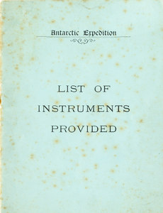 Image of 'List of Instruments Provided', re. Discovery Expedition DUNIH 423