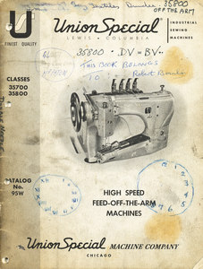 Image of Notes on Union Special sewing machines DUNIH 45.1