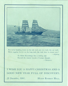 Image of Christmas card showing Discovery under sail HOD.17.3