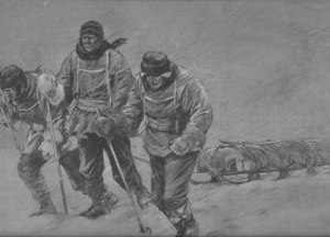 Image of Bowers, Scott and Wilson struggling through blizzard K.41.26