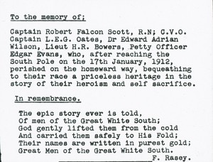 Image of Obituary to R. F. Scott and South Pole party ROY.30.1.10