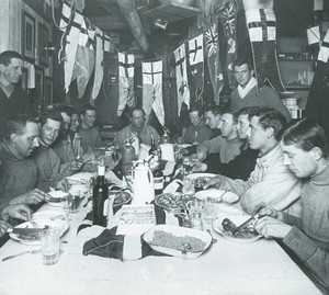 Image of Scott's birthday dinner in the hut ROY.30.1.49