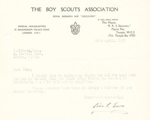 Image of Letter from The Boy Scouts Association DUNIH 2009.14.31
