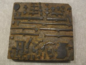 Image of Intaglio printing block engraved with machinery components DUNIH 284.50