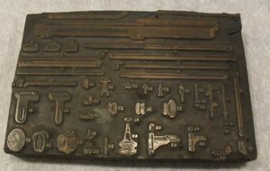 Image of Photogravure printing block engraved with machine components DUNIH 284.55