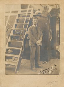 Image of Photograph of Erik Hamilton noboard the deck of RRS Discovery, 1925 DUNIH 2016.2.1