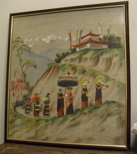 Image of Framed tapestry of Himalayan scene on jute DUNIH 2016.20.2