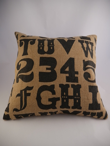Image of Jute Cushion with numbers/ letters design DUNIH 2016.10.3