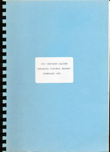 Image of Folder "Tay Textiles Limited/Financial Control Report/February 1982" DUNIH 2016.16.9