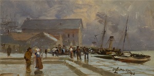 Image of Oil Painting of Dundee Docks DUNIH 449.2