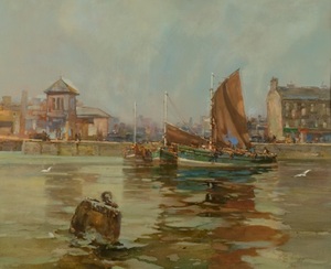 Image of Oil Painting of the Dundee Harbour DUNIH 449.5
