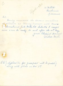 Image of Letter from W. Mills, April 1920 DUNIH 2016.11.39