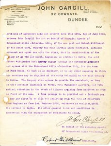 Image of Contract relating to the job offer for Robert Middlemist, 12th July 1920 DUNIH 2016.11.40