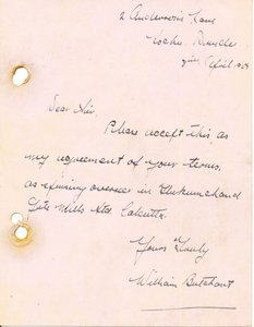 Image of Letter from W. Butchart, 8th April 1927(?) DUNIH 2016.11.44