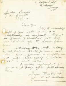 Image of Letter from J. M. Jamieson to J. Cargill DUNIH 2016.11.46
