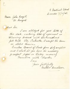Image of Letter from M. Donaldson to J. Cargill, 7th November 1928 DUNIH 2016.11.49