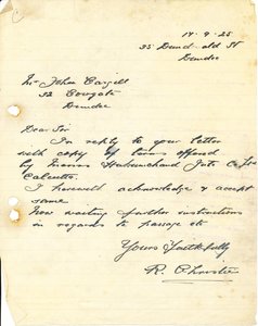 Image of Letter from R. Christie to J. Cargill, 14th September 1925 DUNIH 2016.11.52