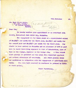 Image of Letter from J. Cargill to H. C. Greig, 14th November 1928 DUNIH 2016.11.57