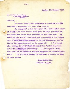Image of Letter from J. Cargill to M. Donaldson, 7th November 1928 DUNIH 2016.11.62