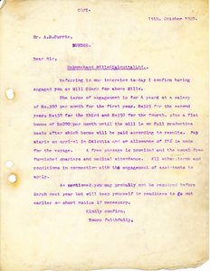 Image of Letter to A. H. Curris, 15th October 1920 DUNIH 2016.11.63