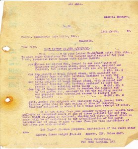 Image of Letter from J. Cargill Ltd. to Hukumchand Jute Mills Ltd., 19th March 1947 DUNIH 2016.11.100