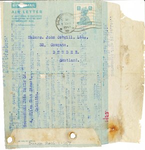 Image of Letter from Hukumchand Jute Mills Ltd. to J. Cargill Ltd., 21st April 1947 DUNIH 2016.11.107