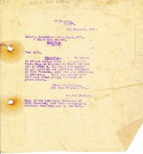 Image of Letter from J. Cargill Ltd. to Hukumchand Jute Mills Ltd., 7th February 1947 DUNIH 2016.11.117