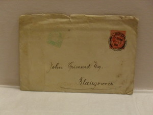 Image of Envelope accompanying the letter from Fairbairn Macpherson to J. Grimond Esq., 12th July 1906 DUNIH 2016.40.26.2