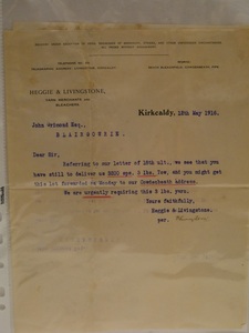 Image of Letter from Heggie & Livingstone to J. Grimond Esq., 12th May 1916 DUNIH 2017.1.8.19
