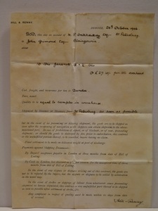 Image of Contract document from Hill & Renny for J. Grimond Esq., 24th October 1906 DUNIH 2017.1.9.14