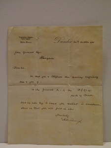 Image of Letter from Hill & Renny to J. Grimond Esq., 24th October 1906 DUNIH 2017.1.9.15