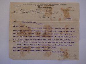 Image of Memorandum from Lamb & Scott Ltd. to J. Grimond Esq., 6th January 1915 DUNIH 2017.1.10.3