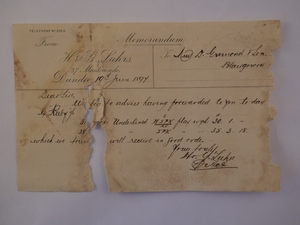 Image of Memorandum from H. & G. Luhrs to D. Grimond & Son, 19th June 1897 DUNIH 2017.1.12.1