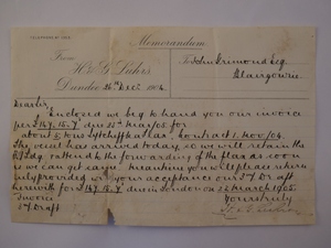 Image of Memorandum from H. & G. Luhrs to J. Grimond Esq., 26th December 1904 DUNIH 2017.1.12.5