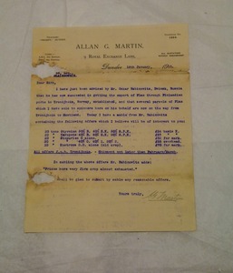 Image of Letter from Allan G. Martin to D. Grimond, dated 18th January 1914 DUNIH 2017.1.15.2
