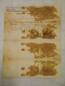 Image of Letter from Millbrook Bleaching to John Grimond, dated 26th Nov 1914 DUNIH 2017.1.17.4