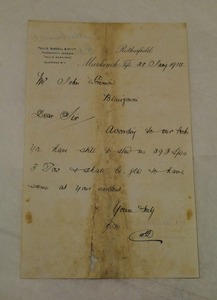 Image of Letter to John Grimond Esq. from Tulis, Russell & Co., dated 20th Jan 1915 DUNIH 2017.1.22.5