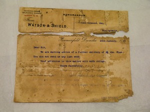 Image of Memorandum by Watson & Shield to John Grimond, dated 26th Jan 1915 DUNIH 2017.1.25.10