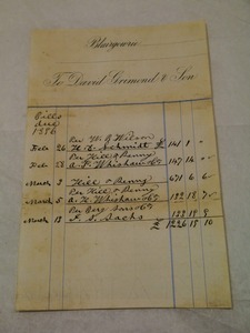 Image of Accounts relating to D Grimond, dated 26th Feb - 13th March 1896 DUNIH 2017.1.28.2