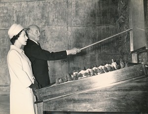 Image of Photograph of the Queen being shown a model of Douglasfield Works, May 1969 DUNIH 2017.16.2.8