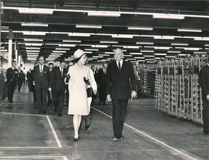 Image of Photograph of the Queen walking through the Winding Department, May 1969 DUNIH 2017.16.2.15