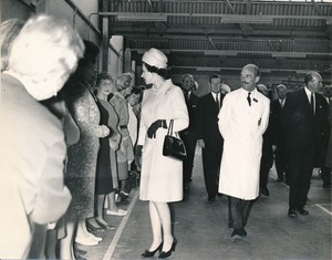 Image of Photograph of the Queen talking to some of the Douglasfield Workers, May 1969 DUNIH 2017.16.2.19