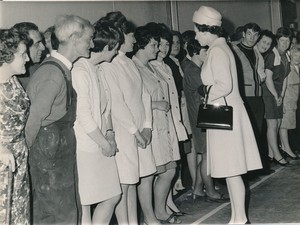 Image of Photograph of the Queen talking to some of the Douglasfield Workers, May 1969 DUNIH 2017.16.2.20