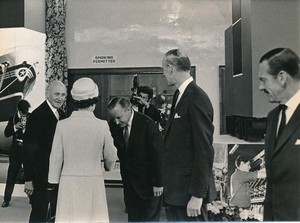 Image of Photograph of the Queen at the exhibition of products, May 1969 DUNIH 2017.16.2.26