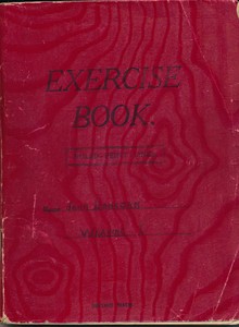 Image of Exercise book belonging to John Donnegan regarding weaving DUNIH 2014.15.1